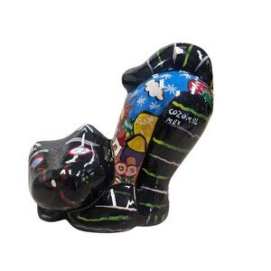 Hand-Painted Cozumel Mexico Ceramic Cat Figurine‎ With Vibrant Colors Piggy Bank